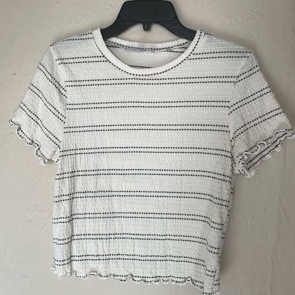 black & white striped crop top